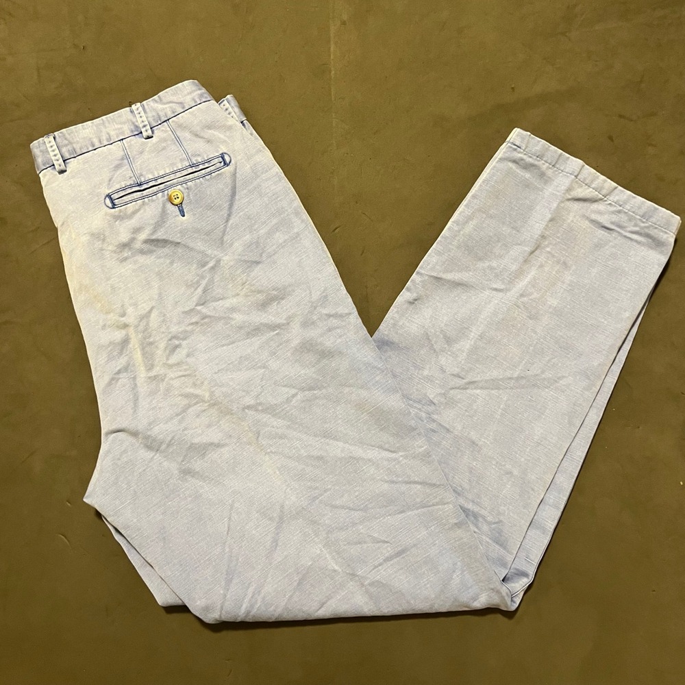 Peter Millar Mens Raleigh Washed Blue Twill Size 36x31 Pima Cotton Chinos